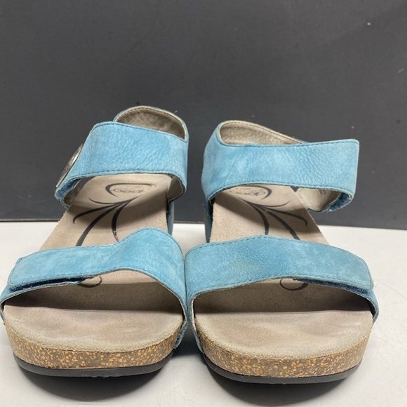Abeo Una Blue Leather Wedge Sandal Shoes Size 7.5 - Picture 5 of 17